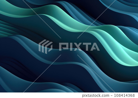 Modern waves background design with teal blue. Generative AI 108414368