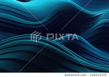 Modern waves background design with teal blue. Generative AI 108414370