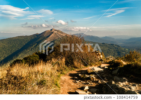 Polonina Wetlinska, Bieszczady mountain, Bieszczady National Park, Poland. Polonina Wetlinska, Bieszczady mountain, Bieszczady National Park, Poland. 108414759