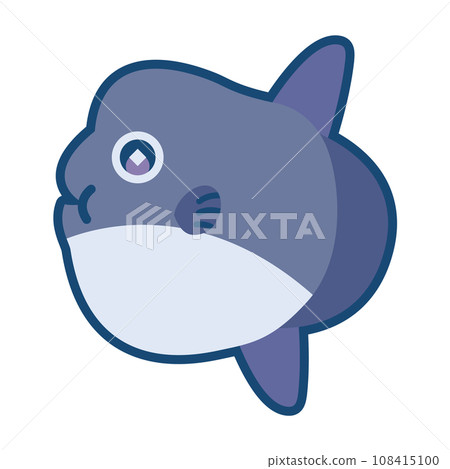 可愛的牛翻車魚的插圖 108415100