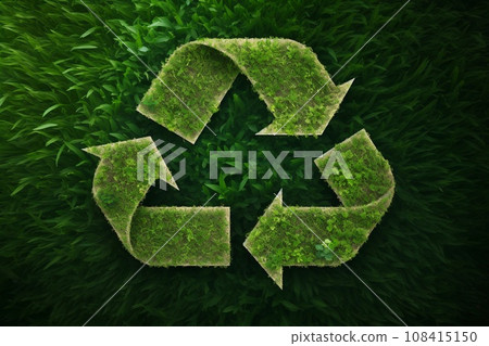Recycle symbol made of green plants and leaves... - Stock Illustration ...