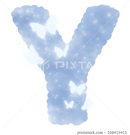 cloud blue Y alphabet with butterflies and sparkles cloud blue Y alphabet with butterflies and sparkles 108415415