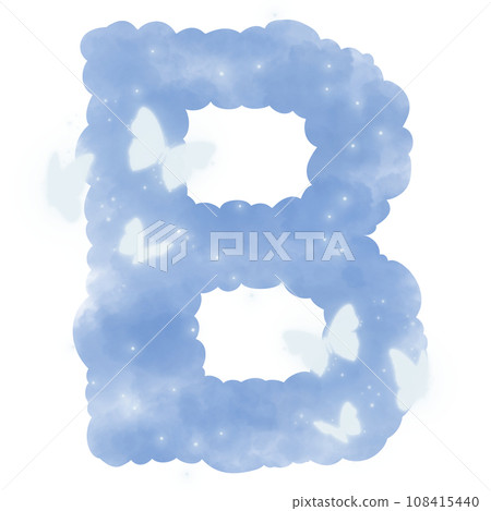 cloud blue B alphabet with butterflies cloud blue B alphabet with butterflies 108415440