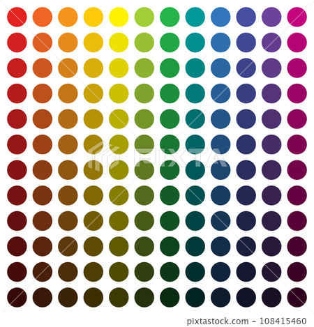 Color spectrum to dark color. Color study. ColorShades. Color saturation. Color tints. Color scheme. Color palette isolated on black background. 108415460