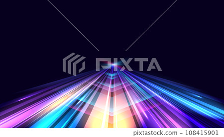 Modern abstract high-speed light effect. Abstract background with curved beams of light. Technology futuristic dynamic motion. Movement pattern for banner or poster design. Vector EPS10. 108415901