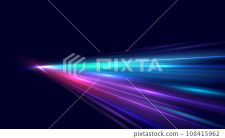 Modern abstract high-speed light effect. Abstract background with curved beams of light. Technology futuristic dynamic motion. Movement pattern for banner or poster design. Vector EPS10. 108415962