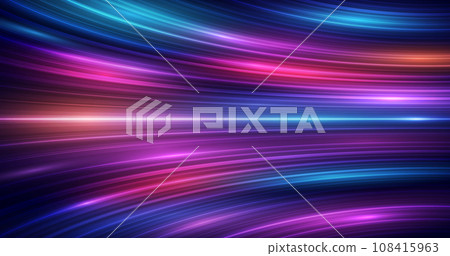 Modern abstract high-speed light effect. Abstract background with curved beams of light. Technology futuristic dynamic motion. Movement pattern for banner or poster design. Vector EPS10. 108415963