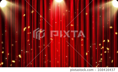 Red curtain material spotlight confetti 108416437