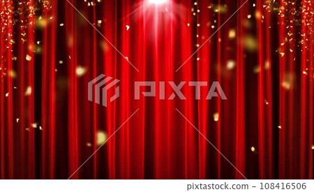 Spotlight confetti red curtain image material 108416506