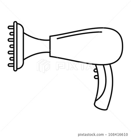 Warm hair dryer icon. Outline warm hair dryer vector icon for web design isolated on white background 108416610