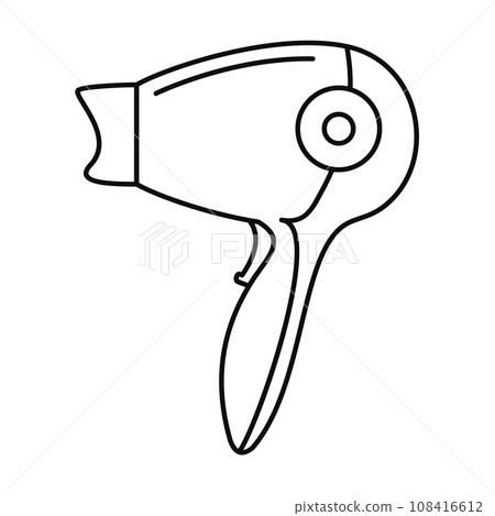 Hot hair dryer icon. Outline hot hair dryer vector icon for web design isolated on white background 108416612