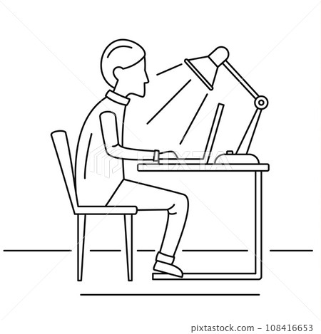 Man freelancer notebook concept background. Outline man freelancer notebook vector concept background for web design isolated on white background Man freelancer notebook concept background. Outline man freelancer notebook vector concept background for web design isolated on white background 108416653