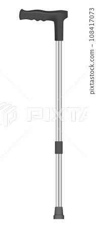 Metal walk stick icon. Realistic illustration of metal walk stick vector icon for web design isolated on white background Metal walk stick icon. Realistic illustration of metal walk stick vector icon for web design isolated on white background 108417073
