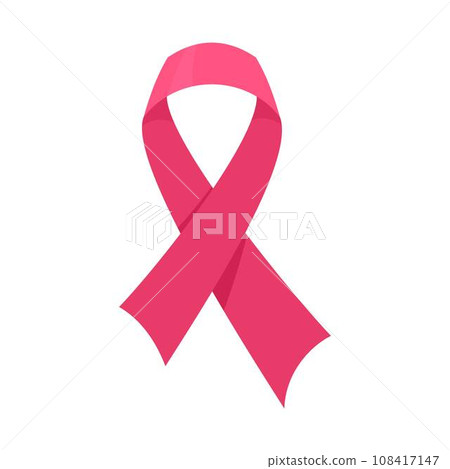 Pink cancer ribbon icon. Flat illustration of pink cancer ribbon vector icon for web design 108417147