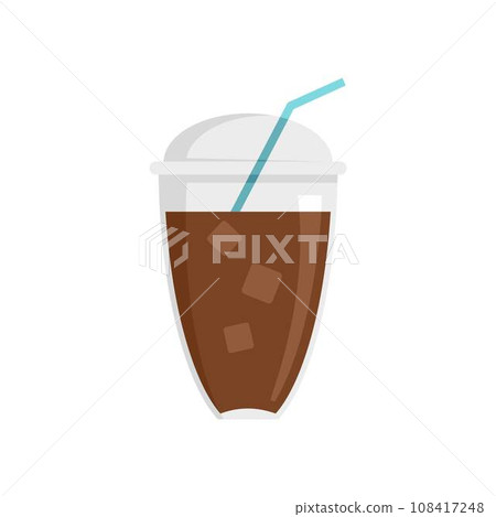 Ice coffee icon. Flat illustration of ice coffee vector icon for web design 108417248