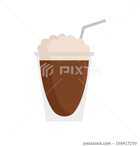 Latte plastic cup icon. Flat illustration of latte plastic cup vector icon for web design 108417250