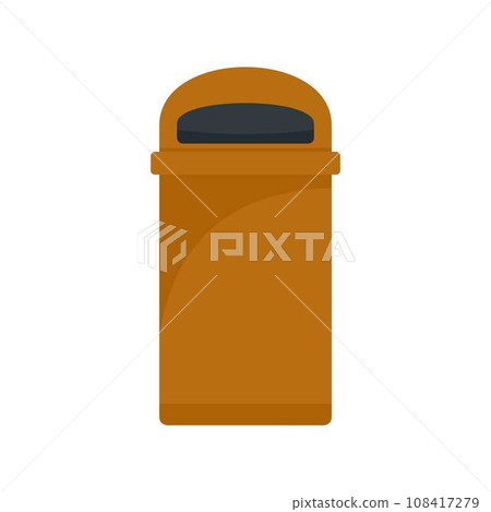 Orange trash box icon. Flat illustration of orange trash box vector icon for web design 108417279