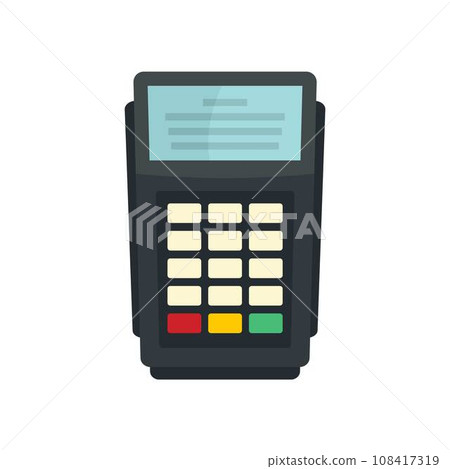 Pos bank payment terminal icon. Flat illustration of pos bank payment terminal vector icon for web design 108417319