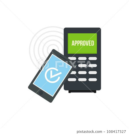Smartphone payment nfc device icon. Flat illustration of smartphone payment nfc device vector icon for web design 108417327