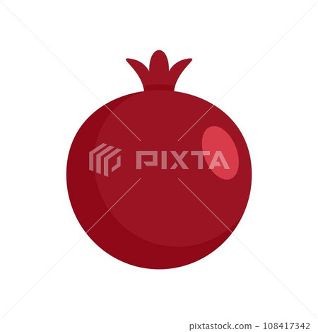 Red fresh eco pomegranate icon. Flat illustration of red fresh eco pomegranate vector icon for web design 108417342