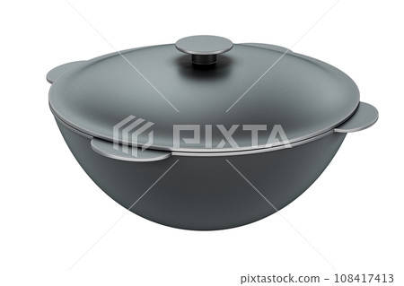 Kazan from Cast Iron, Cauldron. 3D rendering Kazan from Cast Iron, Cauldron. 3D rendering 108417413