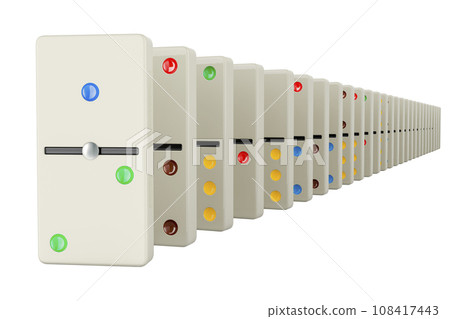 White Domino Tiles in Row, 3D rendering White Domino Tiles in Row, 3D rendering 108417443