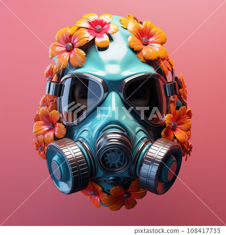 Conceptual art gas mask with flower Conceptual art gas mask with flower 108417735
