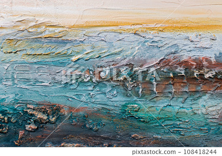 Bright abstract artistic modern horizontal background. Hand drawing on canvas. Color Fragment of a work of art. Colorful spots and strokes of paint. Creative texture for poster, banner, paper Bright abstract artistic modern horizontal background. Hand drawing on canvas. Color Fragment of a work of art. Colorful spots and strokes of paint. Creative texture for poster, banner, paper 108418244