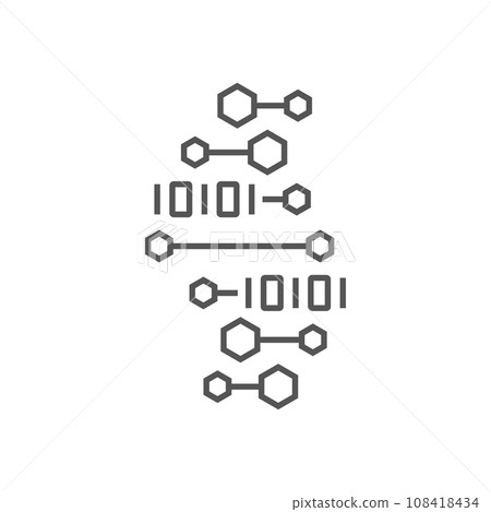 Digital Polygonal DNA concept. Structure style illustration. AI, IoT. Editable Stroke. EPS 10 108418434