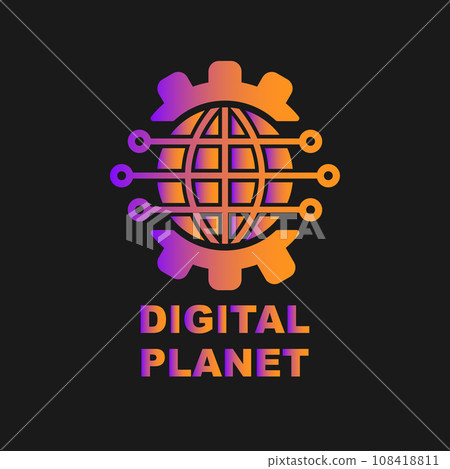 Digital tech - vector business logo template concept illustration. Gear electronic factory sign. Cog wheel technology symbol. SEO emblem. Design element. Digital tech - vector business logo template concept illustration. Gear electronic factory sign. Cog wheel technology symbol. SEO emblem. Design element. 108418811