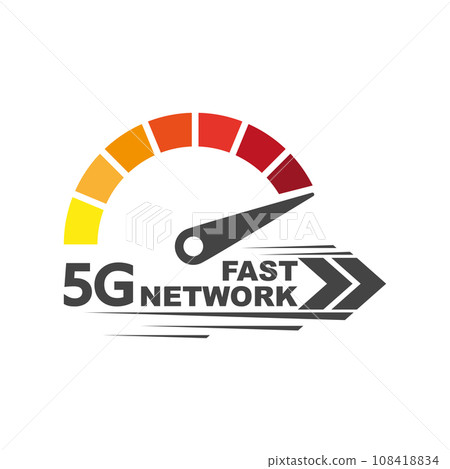 Speed internet 5g. Abstract symbol of speed 5g network. Logo design. Vector icon. EPS 10. Speed internet 5g. Abstract symbol of speed 5g network. Logo design. Vector icon. EPS 10. 108418834