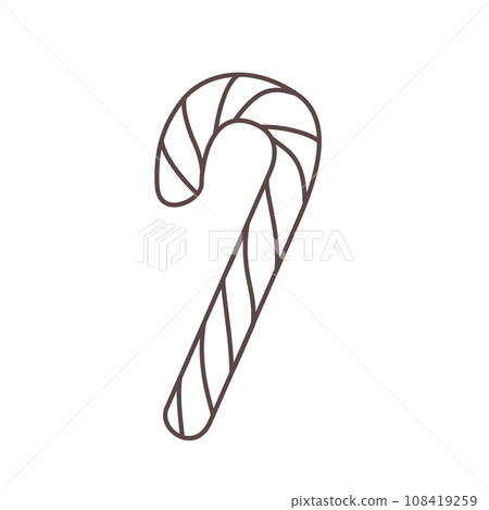 Isolated outline Christmas candy cane Isolated outline Christmas candy cane 108419259