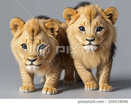 Lion cub siblings (AI image) 108419696