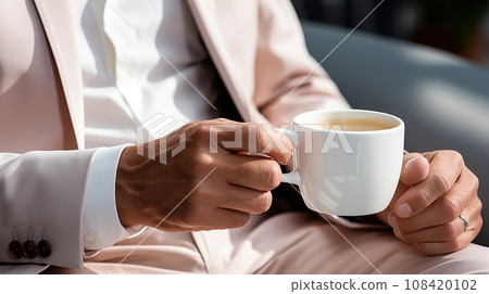 A businessman with a coffee cup 108420102