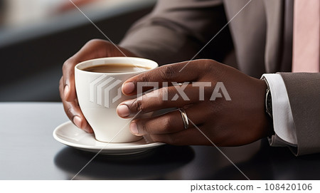 A businessman with a coffee cup 108420106