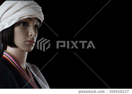 泰國山地民俗服裝雕像女人肖像 108420227