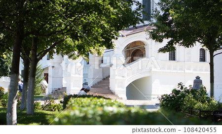 orthodox cathedral fragment white and green orthodox cathedral fragment white and green 108420455