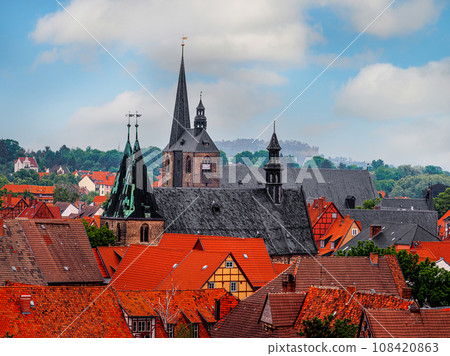 small town. tiled roofs, top view. UNESCO World Heritage city. 108420863