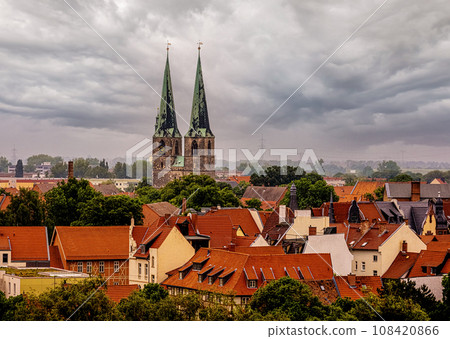 small town. tiled roofs, top view. UNESCO World Heritage city. small town. tiled roofs, top view. UNESCO World Heritage city. 108420866