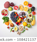 A heart-shaped platter of vegetarian and vegan-friendly fruits and veggies, bursting with flavor and nutrients. AI Generative 108421137