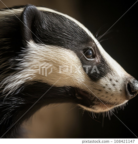 closeup profile badger head closeup profile badger head 108421147