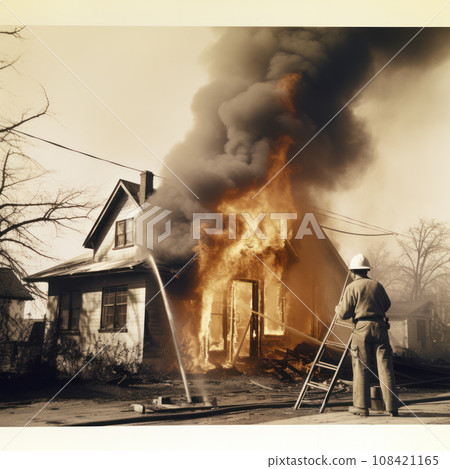1900 fireman fights fire burning homes 1900 fireman fights fire burning homes 108421165