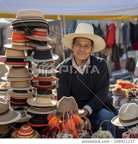 argentina vendor selling hats 108421217