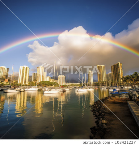 lifestyle rainbow over honolulu on oahu 108421227