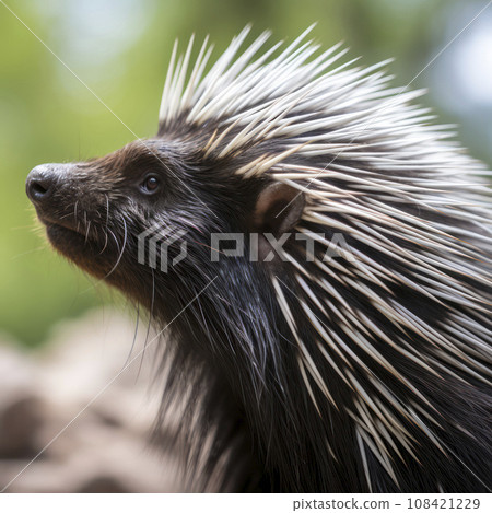 closeup profile porcupine head 108421229