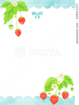 Cute hand drawn strawberry and lace frame Cute hand drawn strawberry and lace frame 108421277