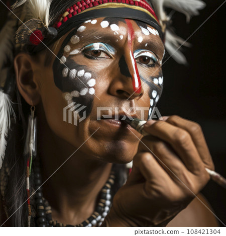 Traditional Indian dancer applying paint 108421304