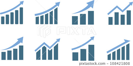 藍色上升圖圖示集 108421808