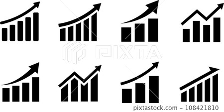 Monochrome rising graph icon set - Stock Illustration [108421810] - PIXTA