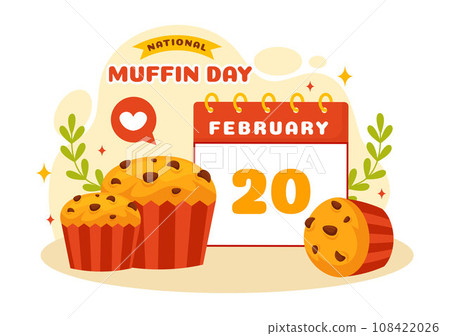 National Muffin Day Vector Illustration on February 20th with Chocolate Chip Food Classic Muffins Delicious in Flat Cartoon Illustration 108422026